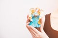 Beautiful angel figurine woman hands hold