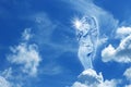 Beautiful angel in heaven with divine rays of light Royalty Free Stock Photo