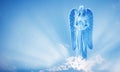 Beautiful angel in heaven with divine rays of sun light Royalty Free Stock Photo