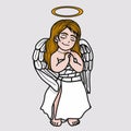 Beautiful Angel prayer cartoon vector illustration