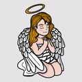 Beautiful Angel prayer cartoon vector illustration
