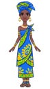 Beautiful animation African princess in ancient clothes and a turban.