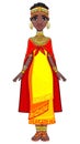 Beautiful animation African princess in ancient clothes and a turban.