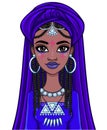 Beautiful animation African princess in ancient clothes and a turban.