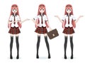 Beautiful anime manga schoolgirl in skirt Royalty Free Stock Photo