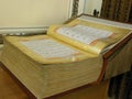 Beautiful antique handwritten gilt Quran opened