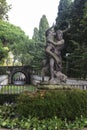 Beautiful and antique lead sculptures of the National Palace of Queluz