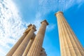 Beautiful antique pillars of acropolis Lindos Royalty Free Stock Photo