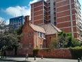 The beautiful antique Tudor Style houses of the traditional Quinta Camacho neighborhood in Bogota Royalty Free Stock Photo