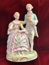 Beautiful Antique Vintage High Quality Hand Painted Porcelain Victorian People Figurine Dressed in Finery