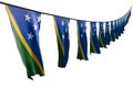 beautiful any celebration flag 3d illustration - many Solomon Islands flags or banners hanging diagonal with perspective view on