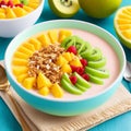 Beautiful appetizing smoothie bowl. Generative AI