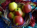 Beautiful apples on colored background Royalty Free Stock Photo