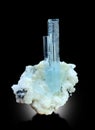 Beautiful aquamarine on feldspar matrix specimen from skardu pakistan