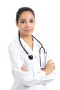 Beautiful arab female doctor posing isolated