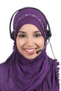 Beautiful arab woman operator with headset Royalty Free Stock Photo