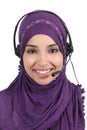 Beautiful arab woman operator with headset