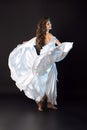 Beautiful Arabian bellydancer woman in bellydance white cos Royalty Free Stock Photo