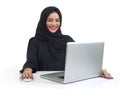 Beautiful Arabian business woman working on her laptop Royalty Free Stock Photo
