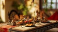 Beautiful arabian interior realistic miniature. Table decoration. Generative Ai Royalty Free Stock Photo