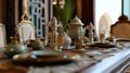 Beautiful arabian interior realistic miniature. Table decoration. Generative Ai Royalty Free Stock Photo