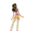 Beautiful Arabian Princess in Traditional Clothes, Oriental Fairy Tale Cartoon Character, View from Behind Vector