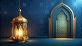 Beautiful arabic islamic pattern background with lamp ramadan kareem. This is AI generate Royalty Free Stock Photo