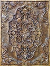 Beautiful Arabic patterns carved from wood on the door. Royalty Free Stock Photo