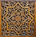 Beautiful Arabic patterns carved from wood on the door Royalty Free Stock Photo