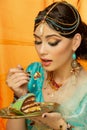 Beautiful arabic style bride in ethnic clothes Royalty Free Stock Photo