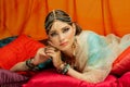 Beautiful arabic style bride in ethnic clothes Royalty Free Stock Photo