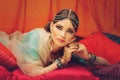 Beautiful arabic style bride in ethnic clothes Royalty Free Stock Photo