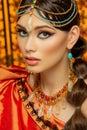 Beautiful arabic style bride in ethnic clothes Royalty Free Stock Photo