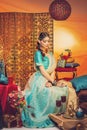 Beautiful arabic style bride in ethnic clothes