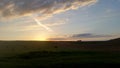 Beautiful arable land, fertile agricultural soil in sunset near the Fruska Gora, Vojvodina, Serbia