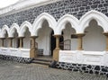 beautiful arch pattern in entrance of temple inside the galle fort, sri lanka.