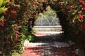 Beautiful arch of red flowers in garden Royalty Free Stock Photo