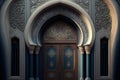 A beautiful architectural design of the entrance door to the mosque. Decorative door