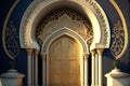 A beautiful architectural design of the entrance door to the mosque. Decorative door