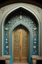 A beautiful architectural design of the entrance door to the mosque. Decorative door