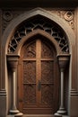 A beautiful architectural design of the entrance door to the mosque. Decorative door