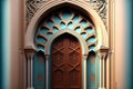 A beautiful architectural design of the entrance door to the mosque. Decorative door