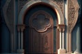 A beautiful architectural design of the entrance door to the mosque. Decorative door