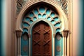 A beautiful architectural design of the entrance door to the mosque. Decorative door