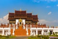Beautiful architectural of Ho Kham Luang, the royal pavilion in lanna style building at the royal flora international horticulture