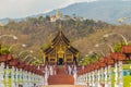 Beautiful architectural of Ho Kham Luang, the royal pavilion in lanna style building at the royal flora international horticulture