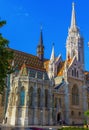 Beautiful architecture. Church of St. Matthias on the territory of the fishing bastion. Hungary