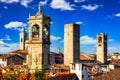 Beautiful architecture of the Citta Alta old town in Bergamo, Italy