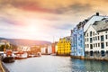 Beautiful architecture on the fjord in Alesund, Norway Royalty Free Stock Photo