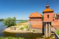 Beautiful architecture of Grudziadz with granaries at Wisla river, Poland